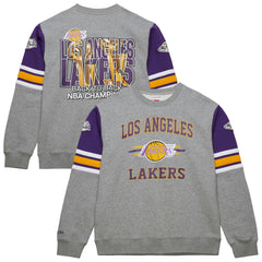 Los Angeles Lakers Hardwood Classics All Over 4.0 Pullover Sweatshirt - Heather Gray | Mitchell & Ness for sale