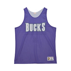 Milwaukee Bucks Hardwood Classics Reversible Mesh Practice Jersey - Purple/White | Mitchell & Ness on sale