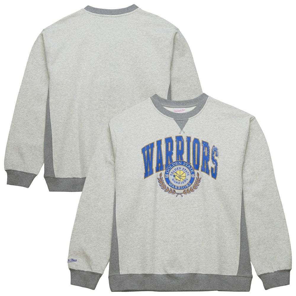 Golden State Warriors Vintage Logo Pullover Sweatshirt sale - Heather Gray | Mitchell & Ness for sale