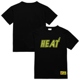 Miami Heat Hardwood Classics Neon Nights Premium T-Shirt - Black | Mitchell & Ness for sale