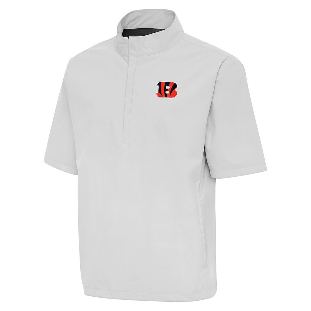 NFL Cincinnati Bengals Antigua Brisk Short Sleeve Quarter-Zip Windshirt