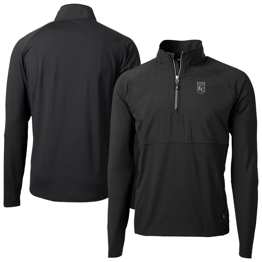 Kansas City Royals Cutter & Buck Adapt Eco Hybrid Raglan DryTec Quarter-Zip Jacket - Black