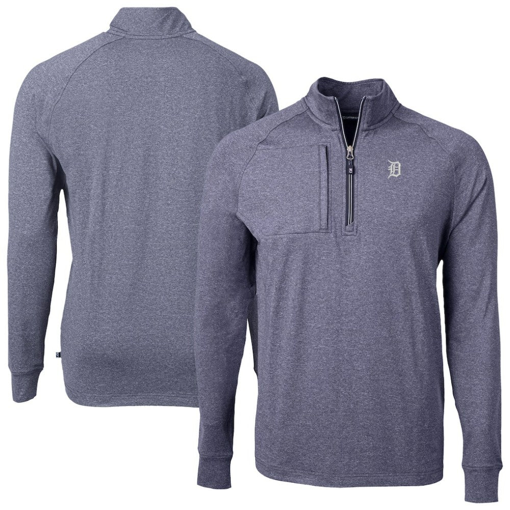 Detroit Tigers Cutter & Buck Adapt Eco Raglan Quarter-Zip Jacket - Heather Navy