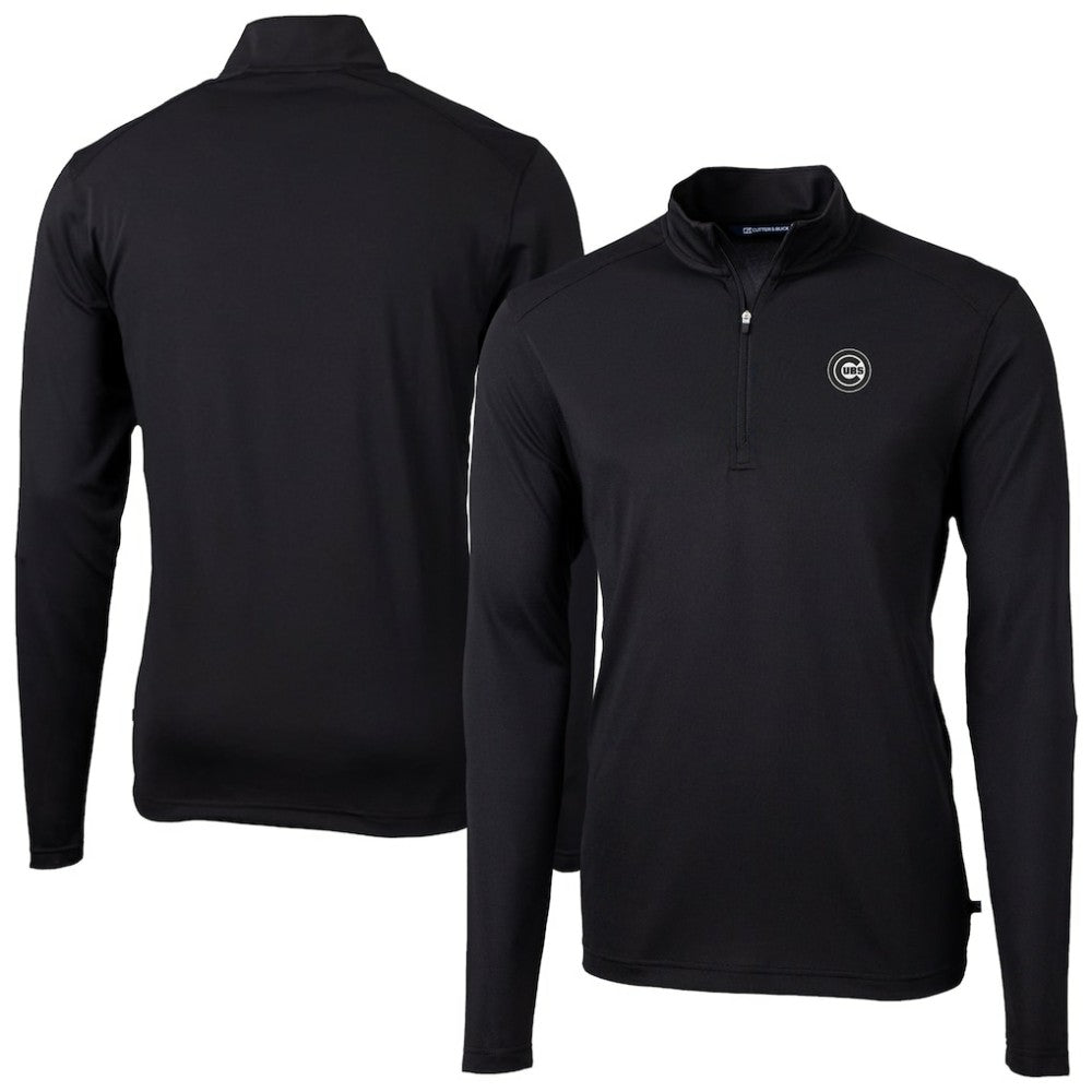 Chicago Cubs Cutter & Buck Virtue Eco Pique Quarter-Zip Jacket - Black