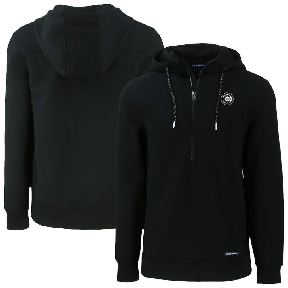 Chicago Cubs Cutter & Buck Roam Eco Recycled Half-Zip Pullover Hoodie - Black