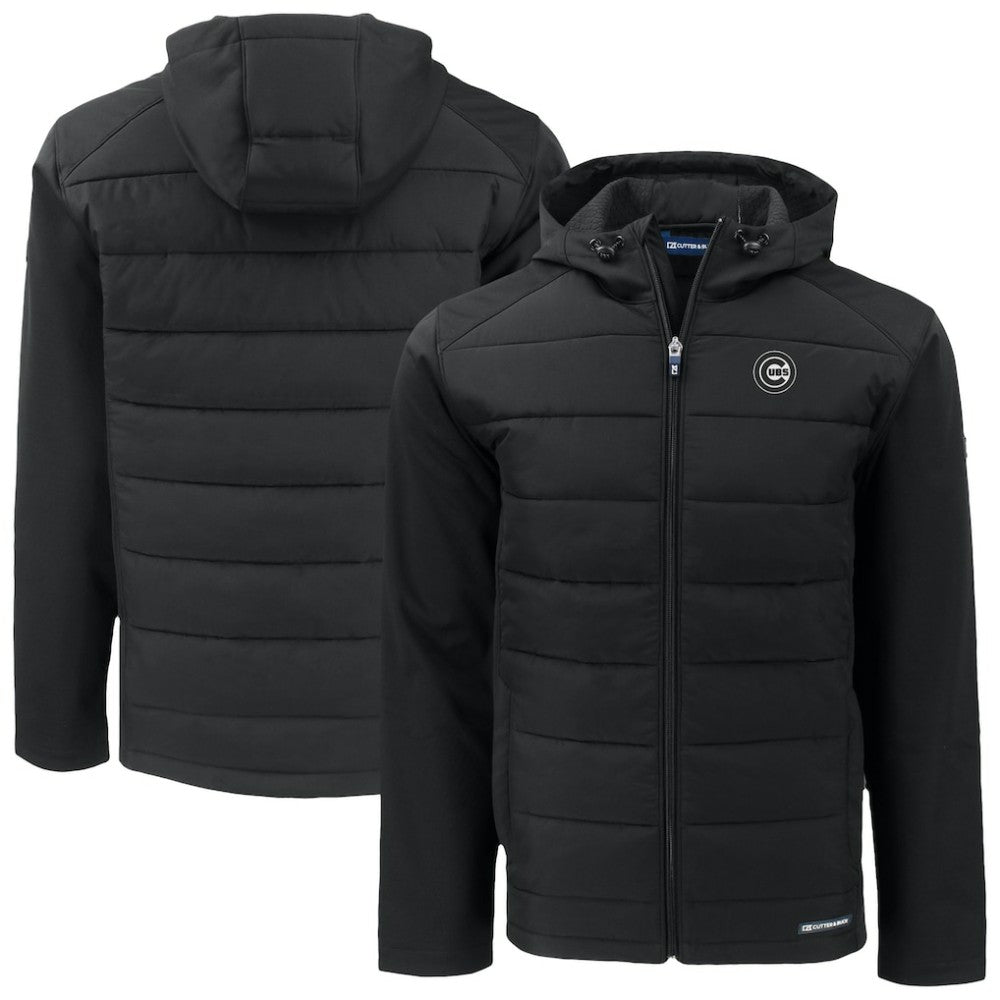 Chicago Cubs Cutter & Buck Evoke Hybrid Eco Softshell Recycled Full-Zip Jacket - Black
