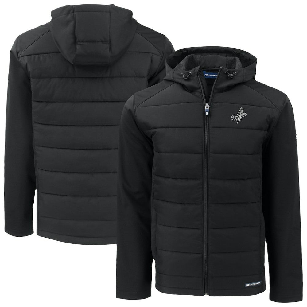 Los Angeles Dodgers Cutter & Buck Evoke Hybrid Eco Softshell Recycled Full-Zip Hooded Jacket - Black
