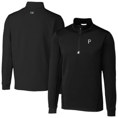 Pittsburgh Pirates Cutter & Buck Traverse Eco Tri-Blend DryTec Quarter-Zip Jacket - Black