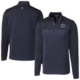 New York Mets Cutter & Buck Traverse Eco Stripe Tri-Blend DryTec Quarter-Zip Jacket - Navy