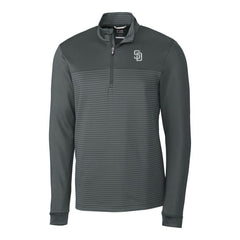 San Diego Padres Cutter & Buck Traverse Eco Stripe Tri-Blend DryTec Quarter-Zip Jacket - Gray