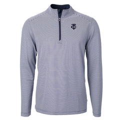 Minnesota Twins Cutter & Buck Virtue Eco Pique Micro Stripe Quarter-Zip Jacket - Navy