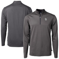 San Diego Padres Cutter & Buck Virtue Eco Pique Micro Stripe Quarter-Zip Jacket - Black