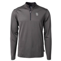 San Diego Padres Cutter & Buck Virtue Eco Pique Micro Stripe Quarter-Zip Jacket - Black