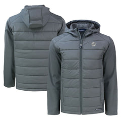 New York Yankees Cutter & Buck Big & Tall Evoke Hybrid Eco Softshell Recycled Full-Zip Hooded PrimaLoft Jacket - Gray