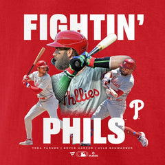 Trea Turner, Bryce Harper, & Kyle Schwarber Philadelphia Phillies Fightin Phils T-Shirt - Red