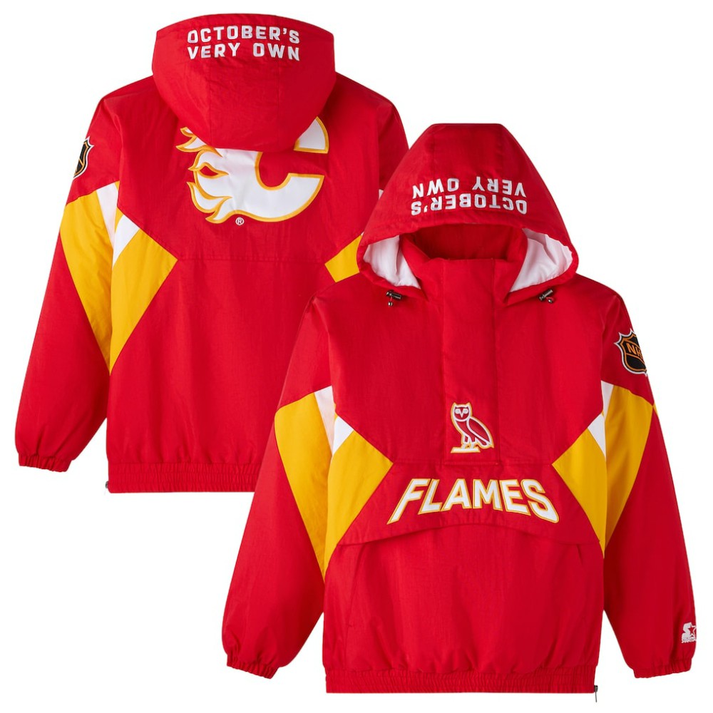 Calgary Flames OVO x Starter Half-Zip Hooded Jacket