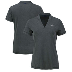 Toronto Blue Jays Cutter & Buck Women's Forge Stretch Blade DryTec V-Neck Polo - Heather Black