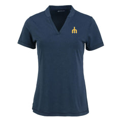 Seattle Mariners Cutter & Buck Women's Forge Stretch Blade DryTec V-Neck Polo - Heather Navy