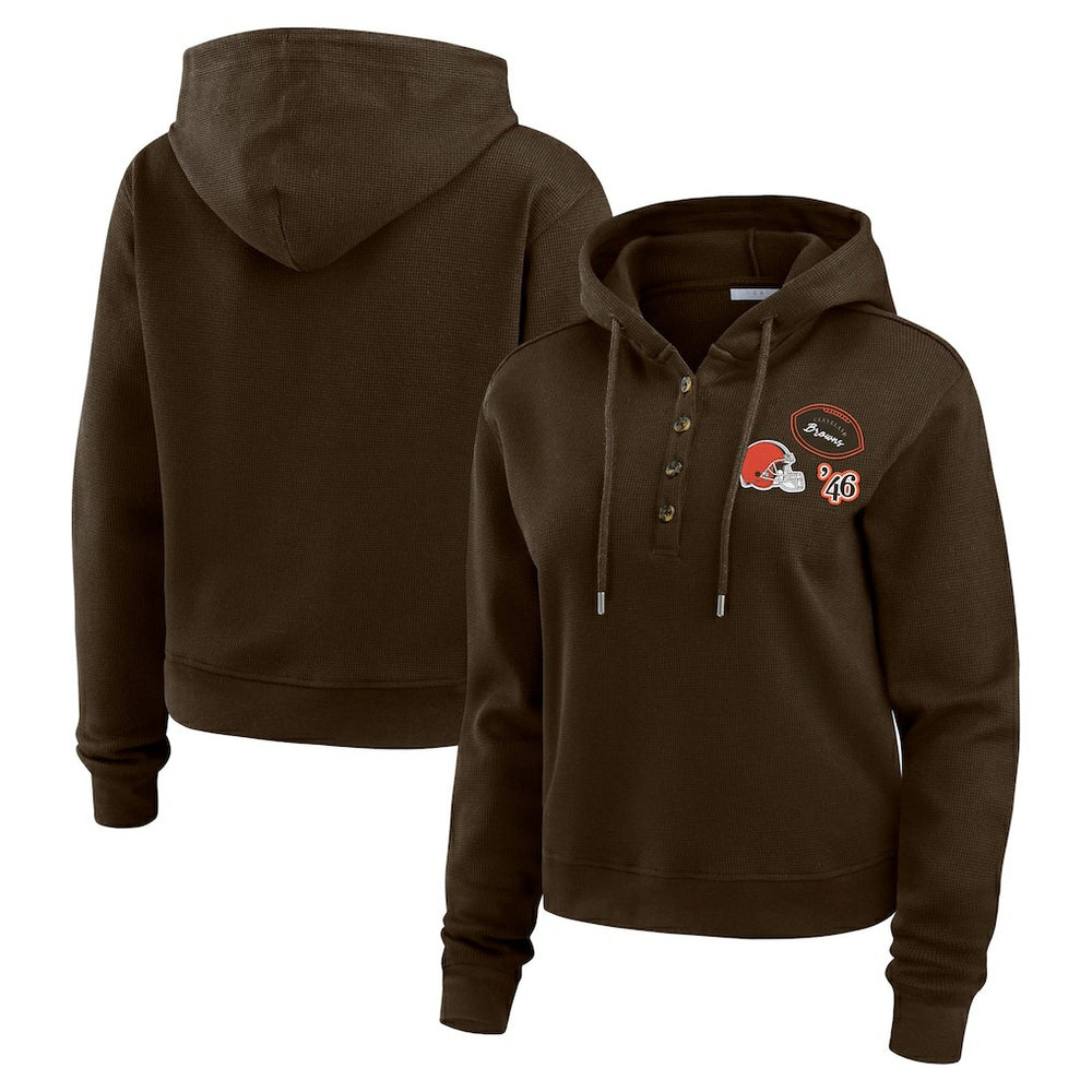 NFL Cleveland Browns WEAR by Erin Andrews Women's Plus Size Waffle Hoodie Pullover Top