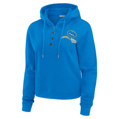 NFL Los Angeles Chargers WEAR by Erin Andrews Women's Plus Size Waffle Hoodie Pullover Top