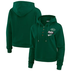 NFL New York Jets WEAR by Erin Andrews Women's Plus Size Waffle Hoodie Pullover Top