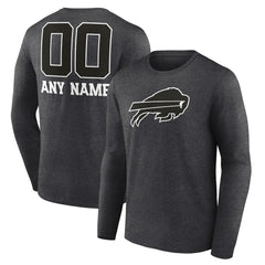 NFL Buffalo Bills Personalized Name & Number Monochrome Long Sleeve T-Shirt