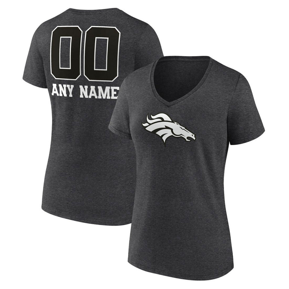 NFL Denver Broncos Women's Personalized Name & Number Monochrome V-Neck Long Sleeve T-Shirt