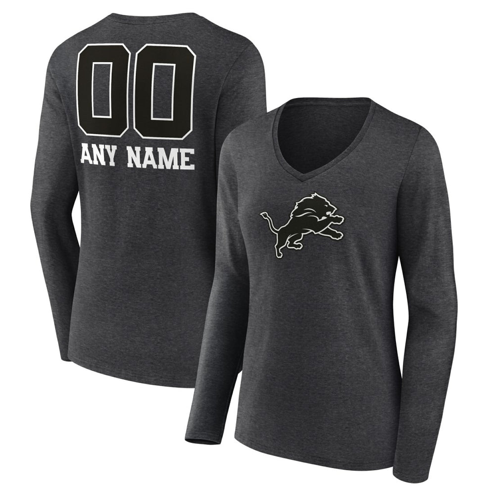 NFL Detroit Lions Women's Personalized Name & Number Monochrome V-neck T-Shirt
