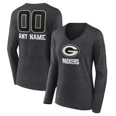 NFL Green Bay Packers Women's Personalized Name & Number Monochrome V-neck T-Shirt