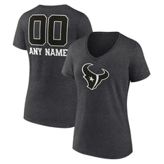 NFL Houston Texans Women's Personalized Name & Number Monochrome V-Neck Long Sleeve T-Shirt