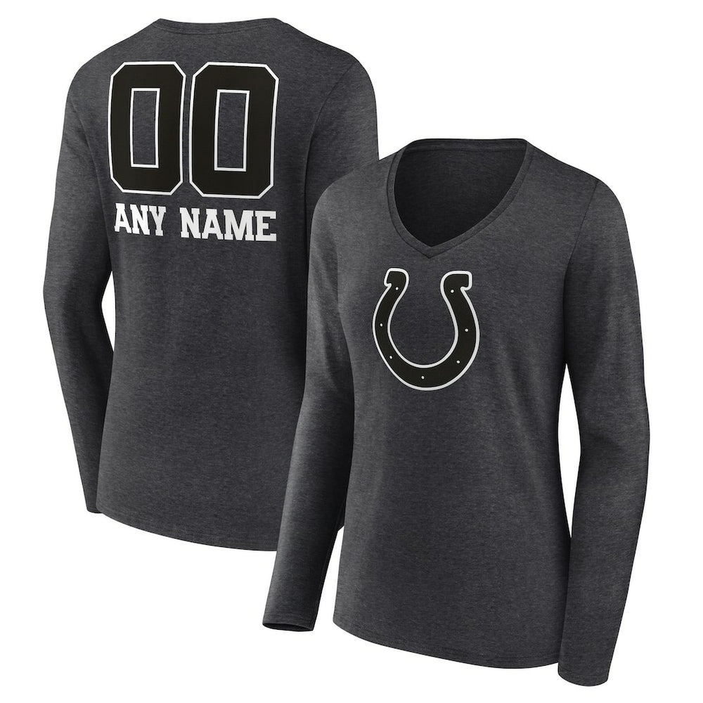 NFL Indianapolis Colts Women's Personalized Name & Number Monochrome V-neck T-Shirt