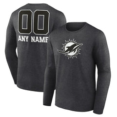 NFL Miami Dolphins Personalized Name & Number Monochrome Long Sleeve T-Shirt