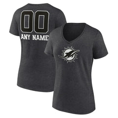 NFL Miami Dolphins Women's Personalized Name & Number Monochrome V-Neck Long Sleeve T-Shirt