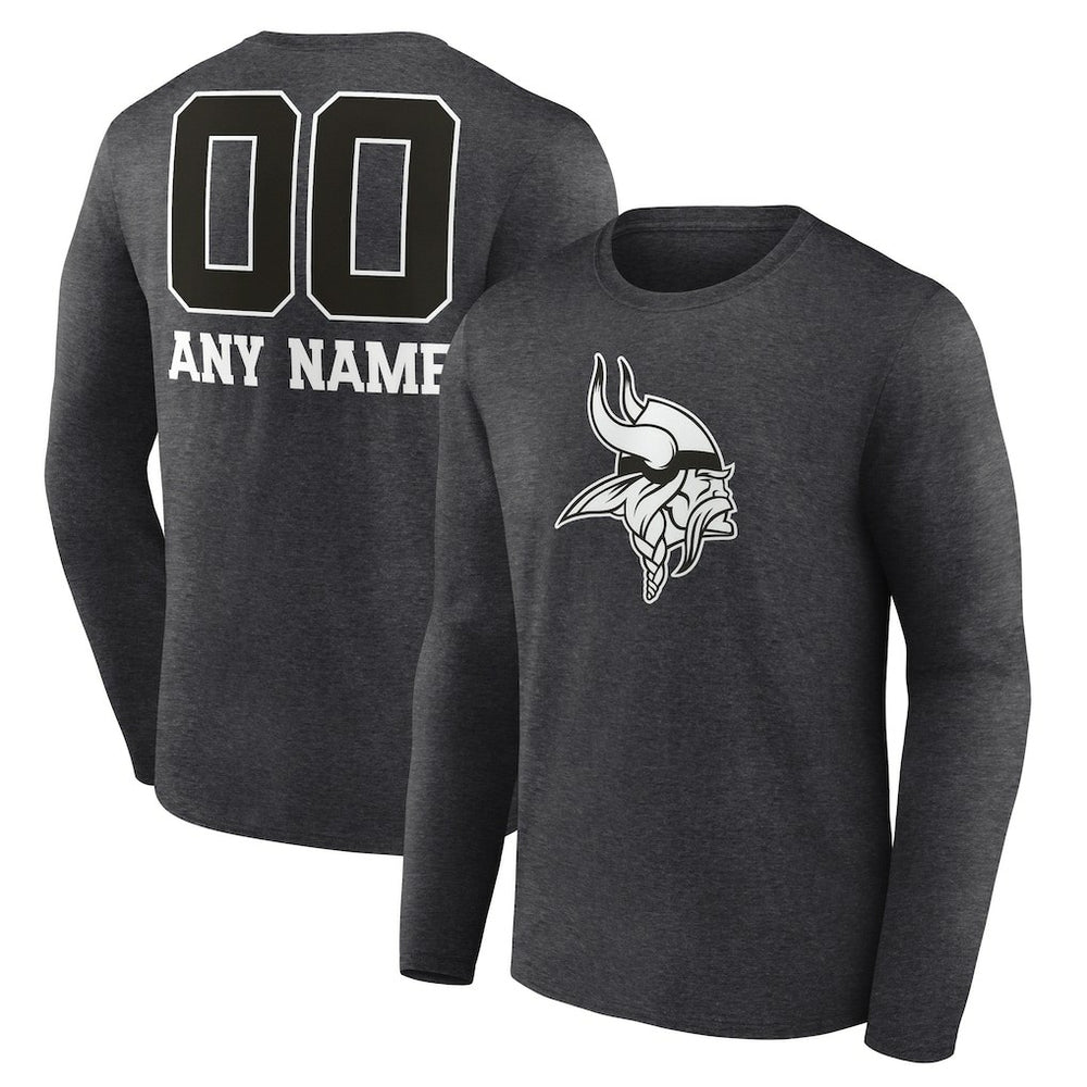 NFL Minnesota Vikings Personalized Name & Number Monochrome Long Sleeve T-Shirt
