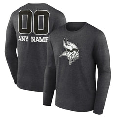 NFL Minnesota Vikings Personalized Name & Number Monochrome Long Sleeve T-Shirt