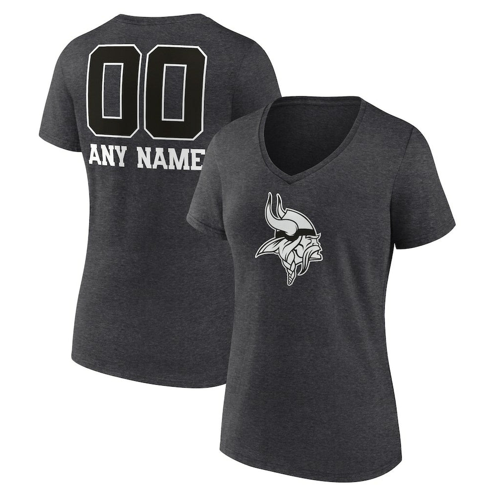 NFL Minnesota Vikings Women's Personalized Name & Number Monochrome V-Neck Long Sleeve T-Shirt