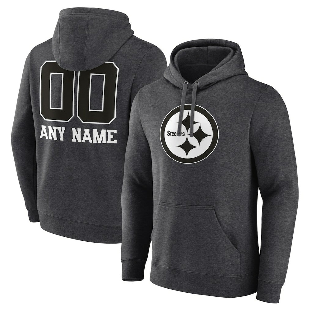 NFL Pittsburgh Steelers Personalized Name & Number Monochrome Pullover Hoodie