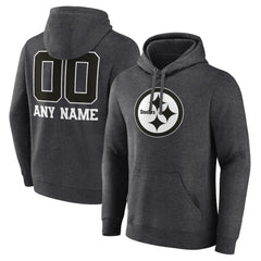 NFL Pittsburgh Steelers Personalized Name & Number Monochrome Pullover Hoodie