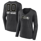 NFL Seattle Seahawks Women's Personalized Name & Number Monochrome V-neck T-Shirt