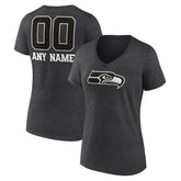 NFL Seattle Seahawks Women's Personalized Name & Number Monochrome V-Neck Long Sleeve T-Shirt
