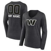 NFL Washington Commanders Women's Personalized Name & Number Monochrome V-neck T-Shirt