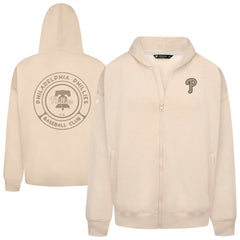 Philadelphia Phillies Levelwear Uphill Oversized Full-Zip Hoodie - Khaki