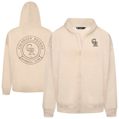 Colorado Rockies Levelwear Uphill Oversized Full-Zip Hoodie - Khaki