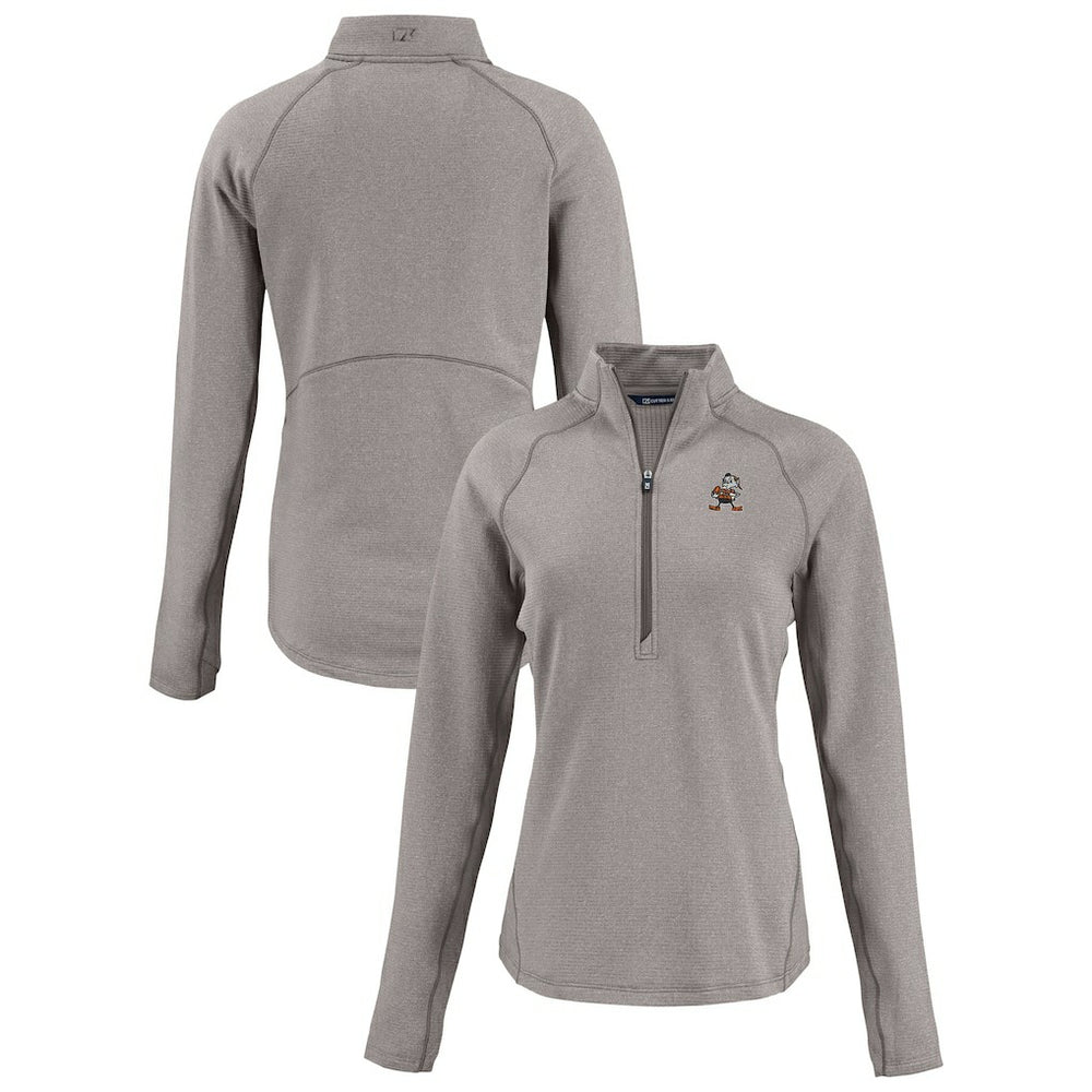 NFL Cleveland Browns Cutter & Buck Women's Peshastin Eco Fleece Recycled Tri-Blend Raglan Half-Zip Jacket