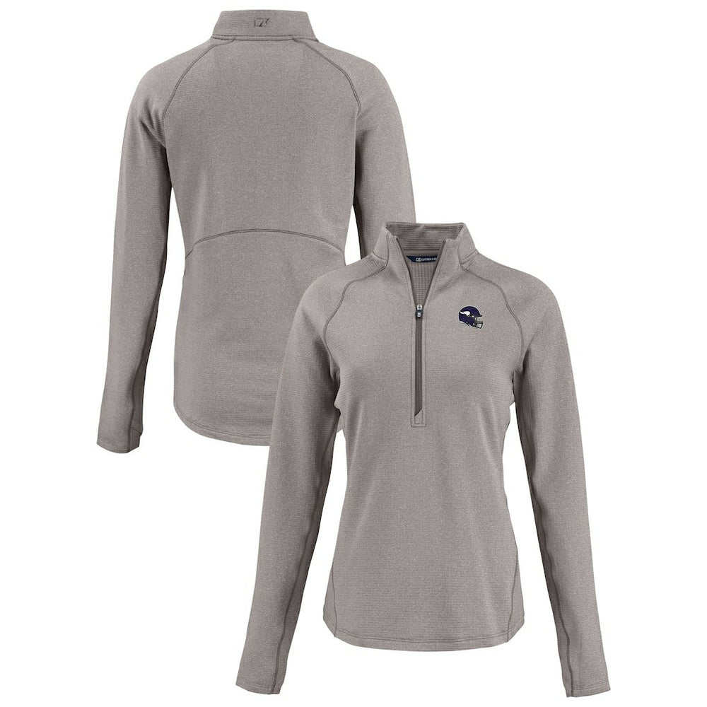 NFL Minnesota Vikings Cutter & Buck Women's Peshastin Eco Fleece Recycled Tri-Blend Raglan Half-Zip Jacket