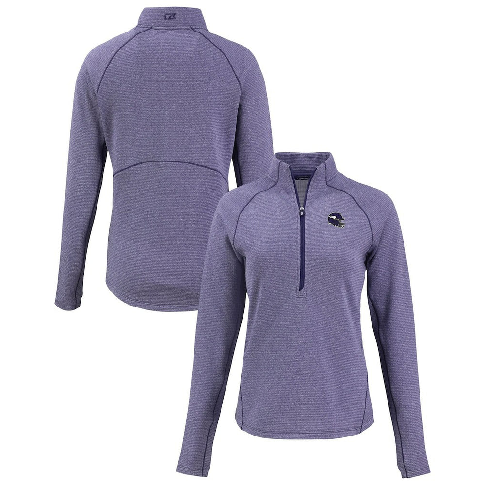 NFL Minnesota Vikings Cutter & Buck Women's Peshastin Eco Fleece Recycled Tri-Blend Raglan Half-Zip Jacket