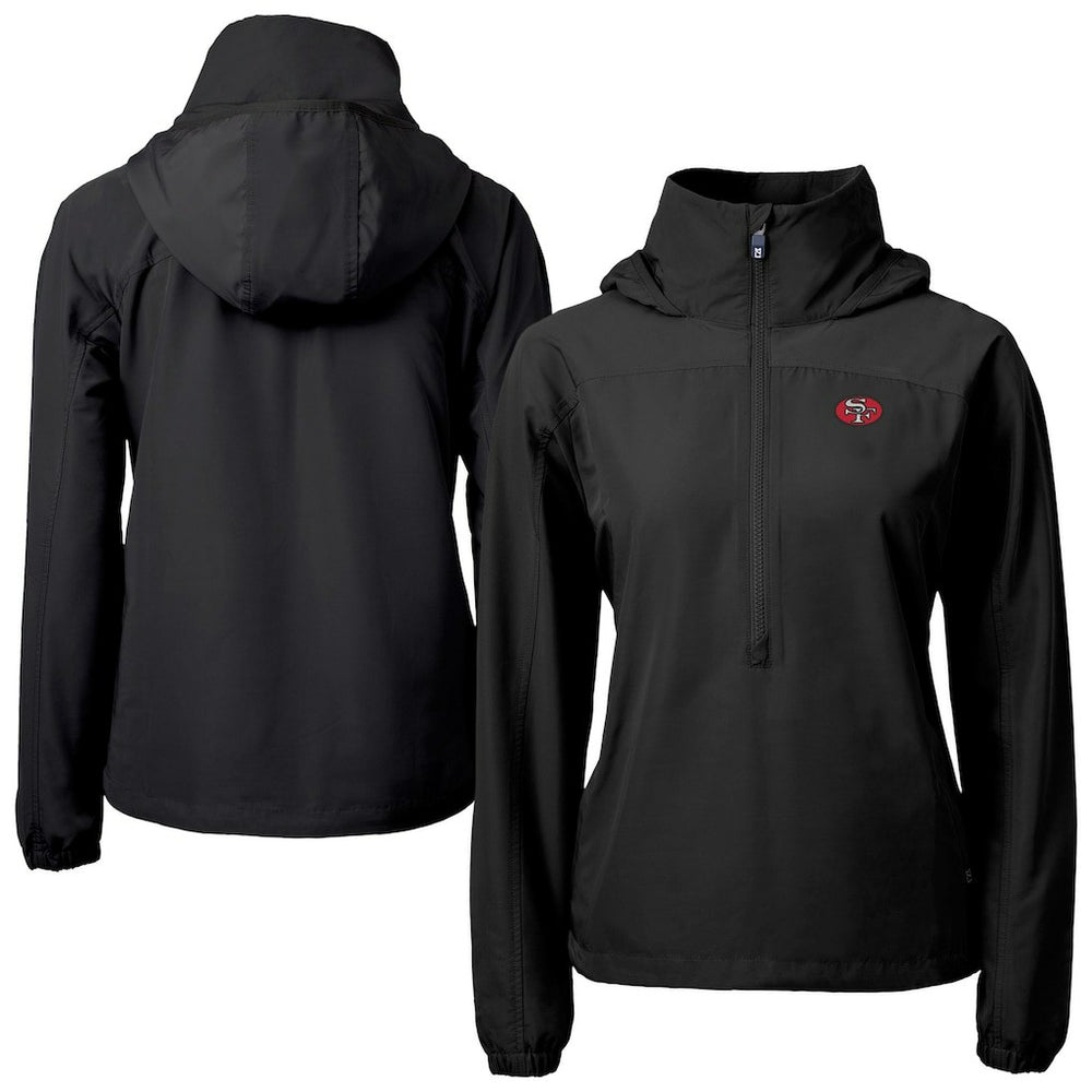 NFL San Francisco 49ers Cutter & Buck Women's Charter Eco Recycled Half-Zip Hooded Anorak Jacket