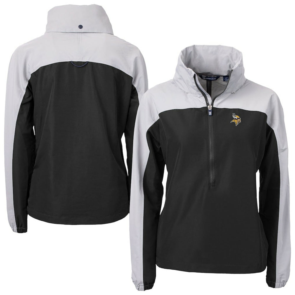 NFL Minnesota Vikings Cutter & Buck Women's Charter Eco Recycled Half-Zip Hooded Anorak Jacket