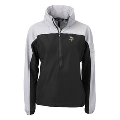 NFL Minnesota Vikings Cutter & Buck Women's Charter Eco Recycled Half-Zip Hooded Anorak Jacket