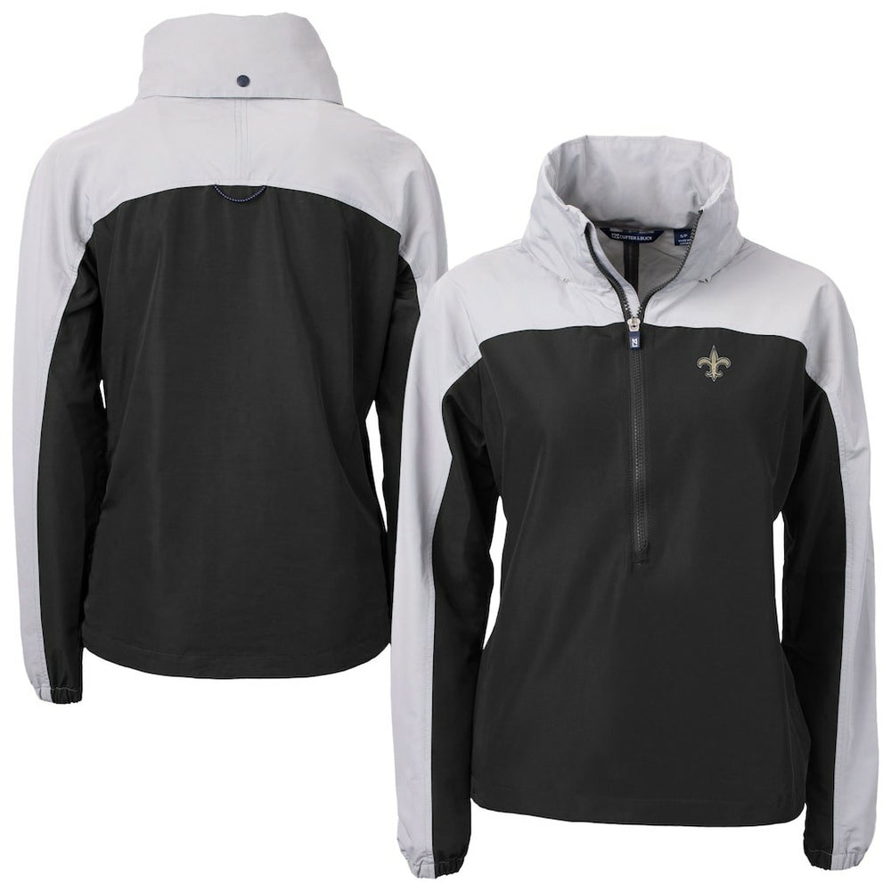 NFL New Orleans Saints Cutter & Buck Women's Charter Eco Recycled Half-Zip Hooded Anorak Jacket
